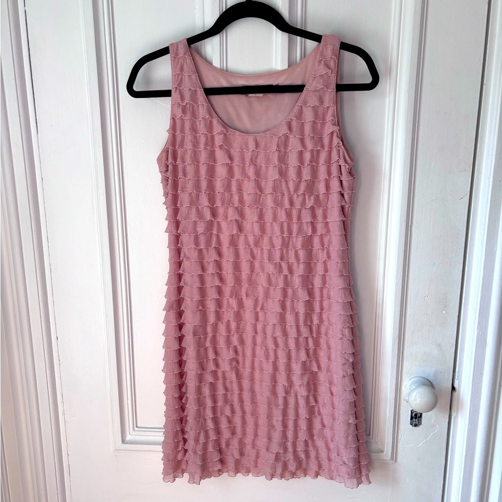 Bianca Nygard women’s Sleeveless Tiered Ruffled Tunic Mini Dress Blush Size 6